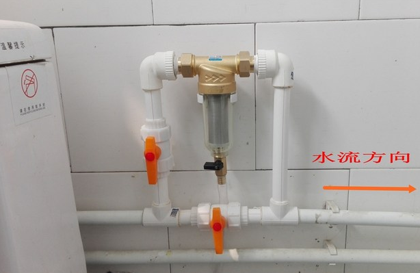 接管連接前置過濾器示意圖，一進一出方便連接和過濾！